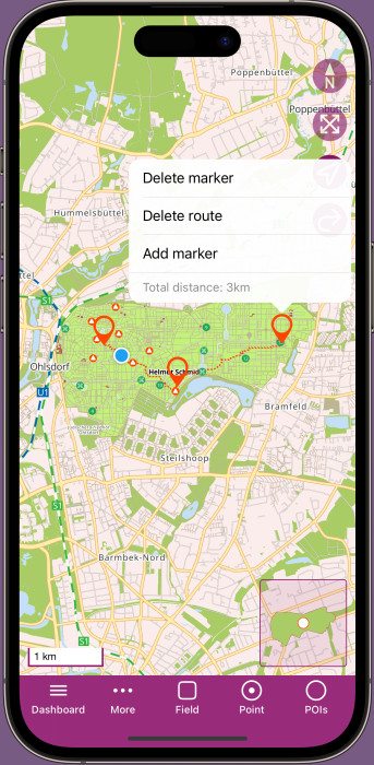 App Ohlsdorf Cemetery routing and POIs