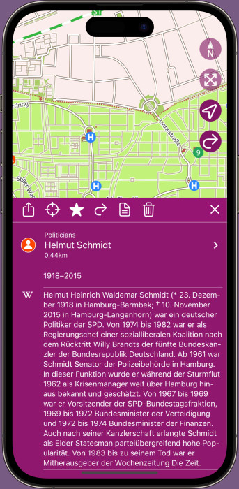 App Ohlsdorf Cemetery info sheet Helmut Schmidt