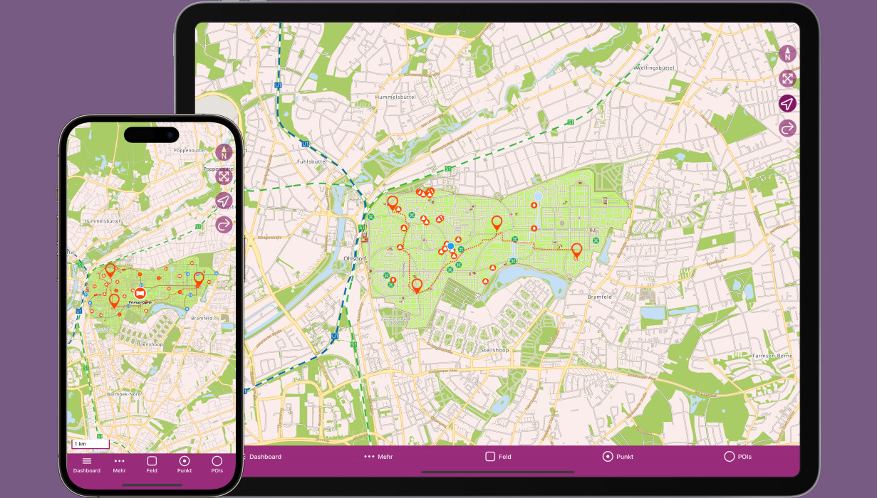 Detailansicht der Karten App auf einem iPhone und iPad