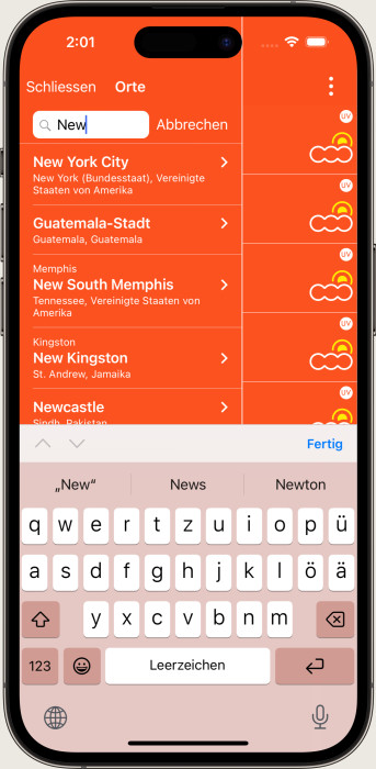 App Simple Weather Ort suchen