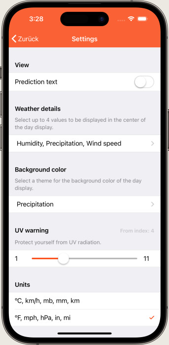 App Simple Weather Settings