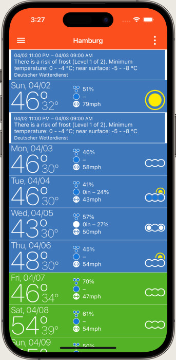 App Simple Weather Hamburg