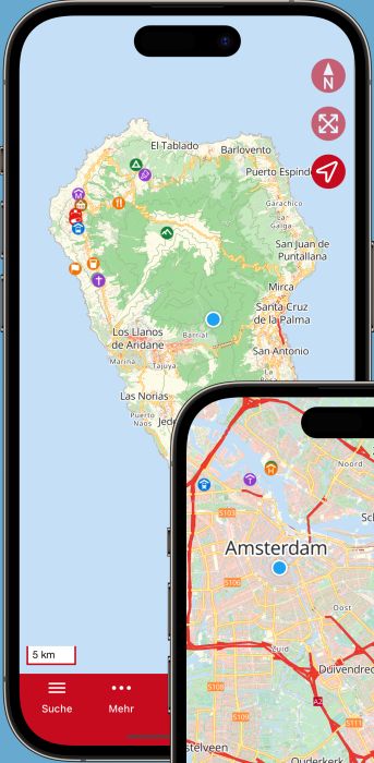 Karten Apps von La Palma und Amsterdam
