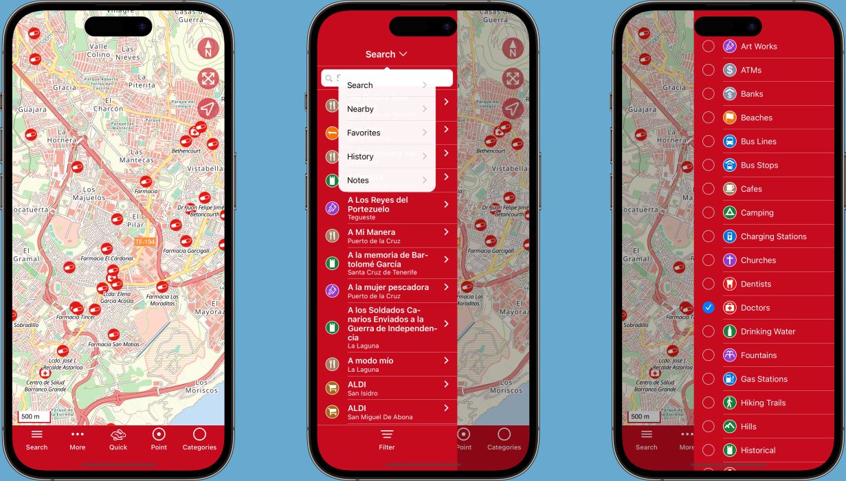 Operation of the map app
