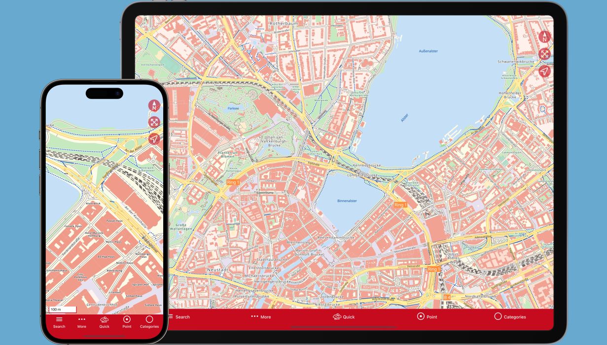 Detailed view of the Maps app on an iPhone and iPad