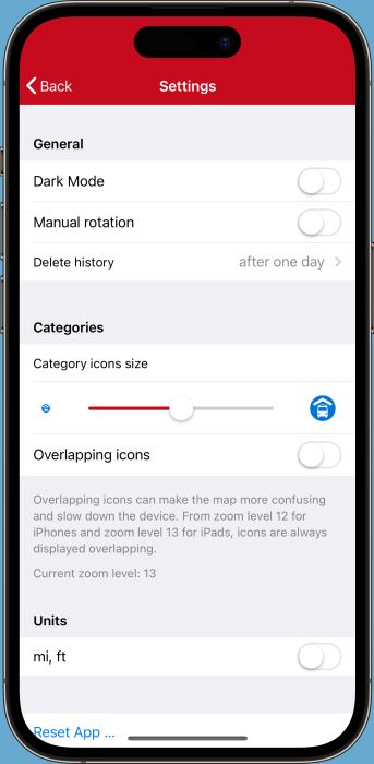 Maps Apps Settings